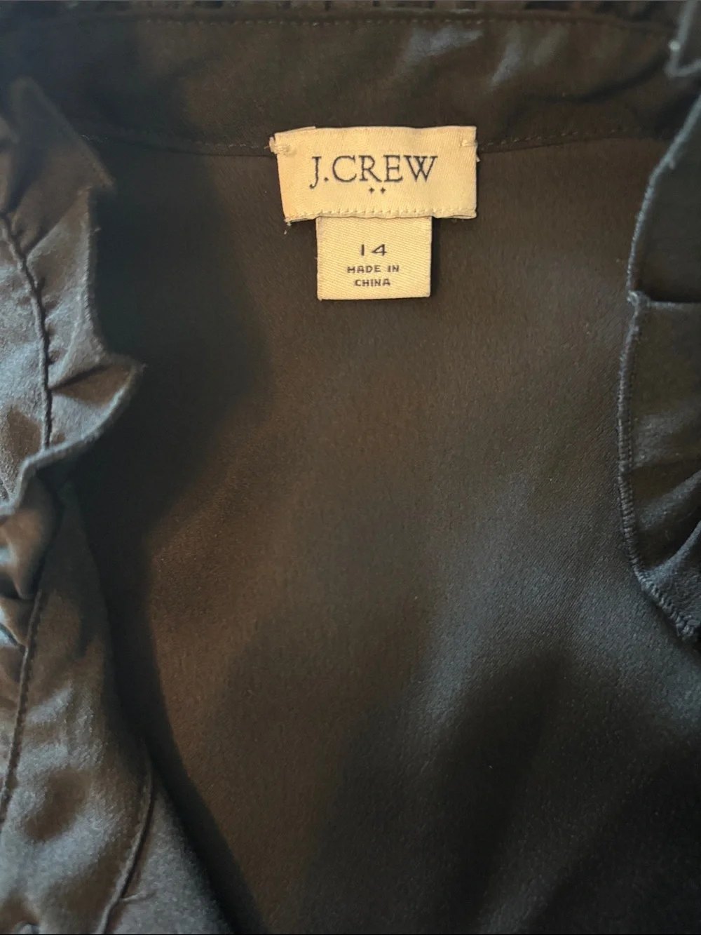 J. Crew Black Sleeveless Ruffle-Neck Button Front Blouse